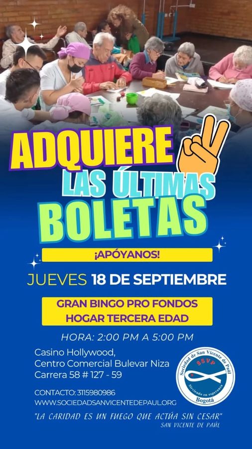 Afiche del Gran Bingo Pro Fondos del Hogar Tercera Edad